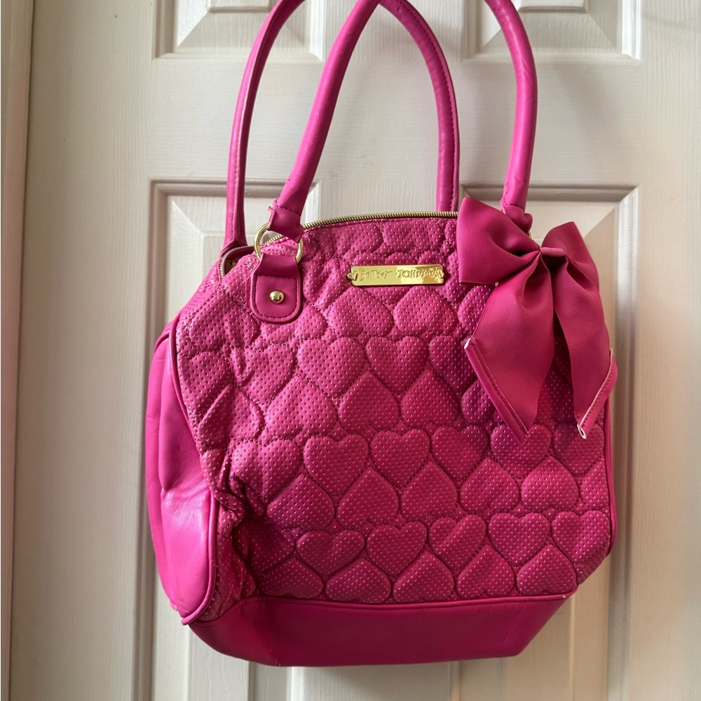 Betsey Johnson Fuchsia Heart Shoulder Bag